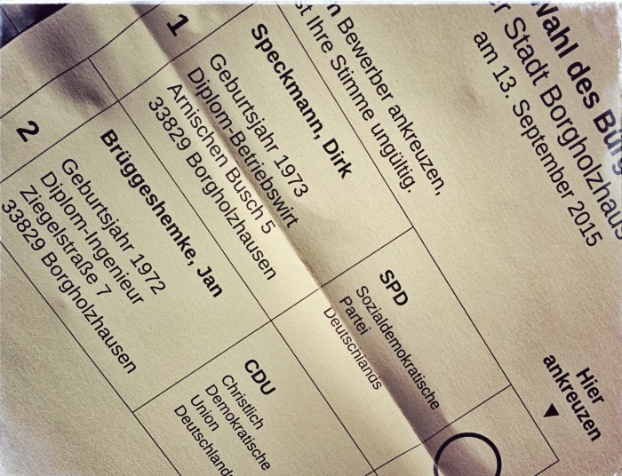 Stimmzettel Bürgermeisterwahl 2015