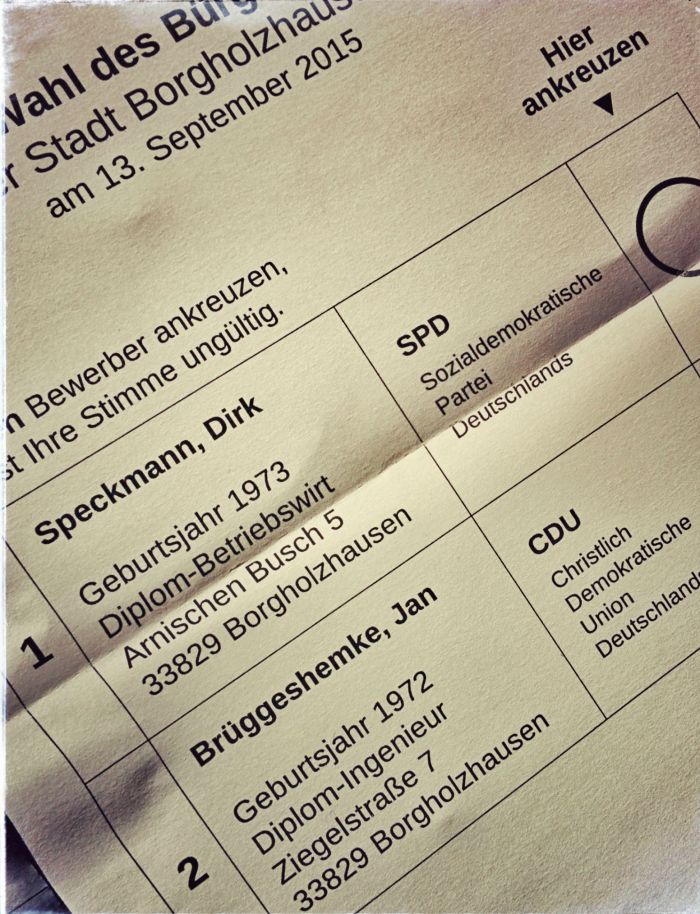 Stimmzettel Bürgermeisterwahl 2015